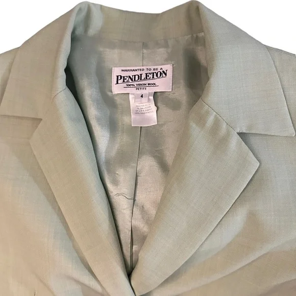 VTG Pendleton Women’s 100% Virgin Wool Green Blazer Jacket ~ Like New ~ Sz 4 - Picture 7 of 9